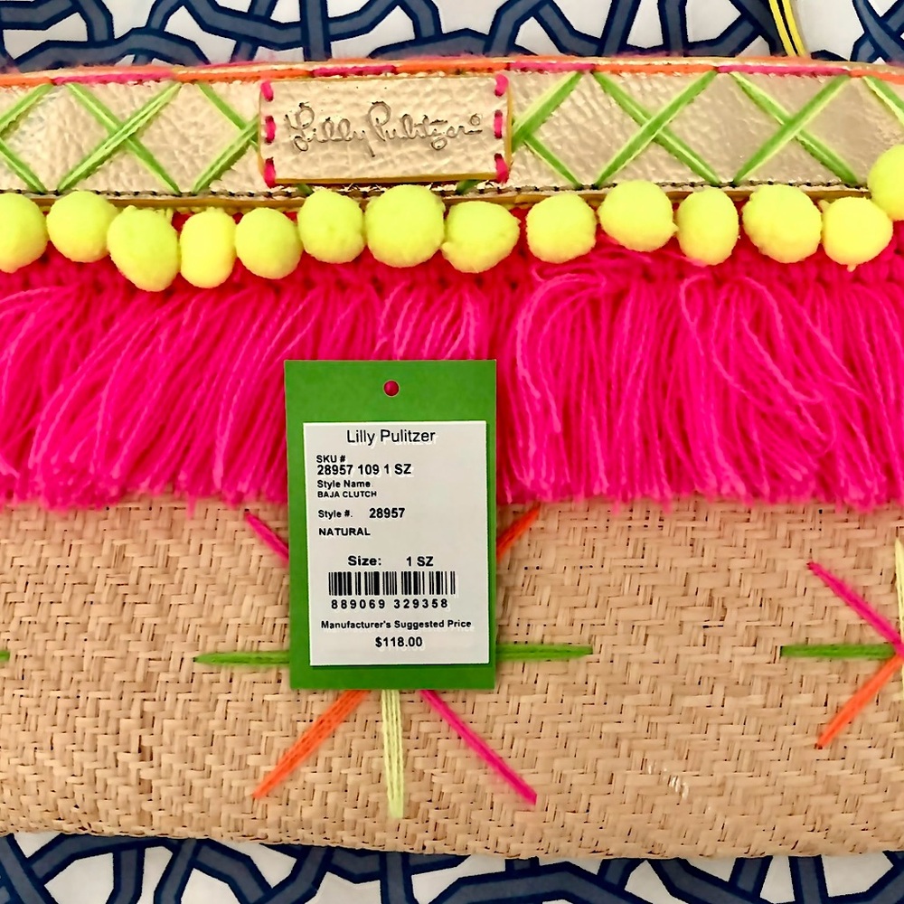 🎁 NWT Lilly Pulitzer Baja Straw Clutch